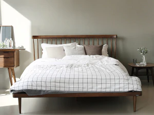 Memoria Natural Walnut Solid Wood Bed 3D Model