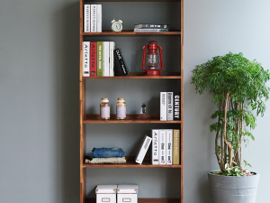 Dwell acacia solid wood 5 tier bookshelf Modelo 3D