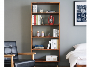 Dwell acacia solid wood 5 tier bookshelf 3D मॉडल