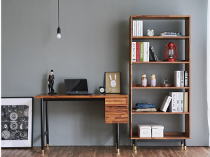 Dwell acacia solid wood 5 tier bookshelf 3D मॉडल