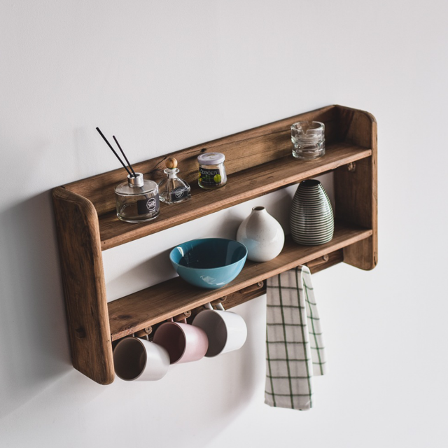 Kraft Wall Mounted Vintage Wood Shelf D 3Dモデル .c4d .max .obj .3ds .fbx .stl .blend