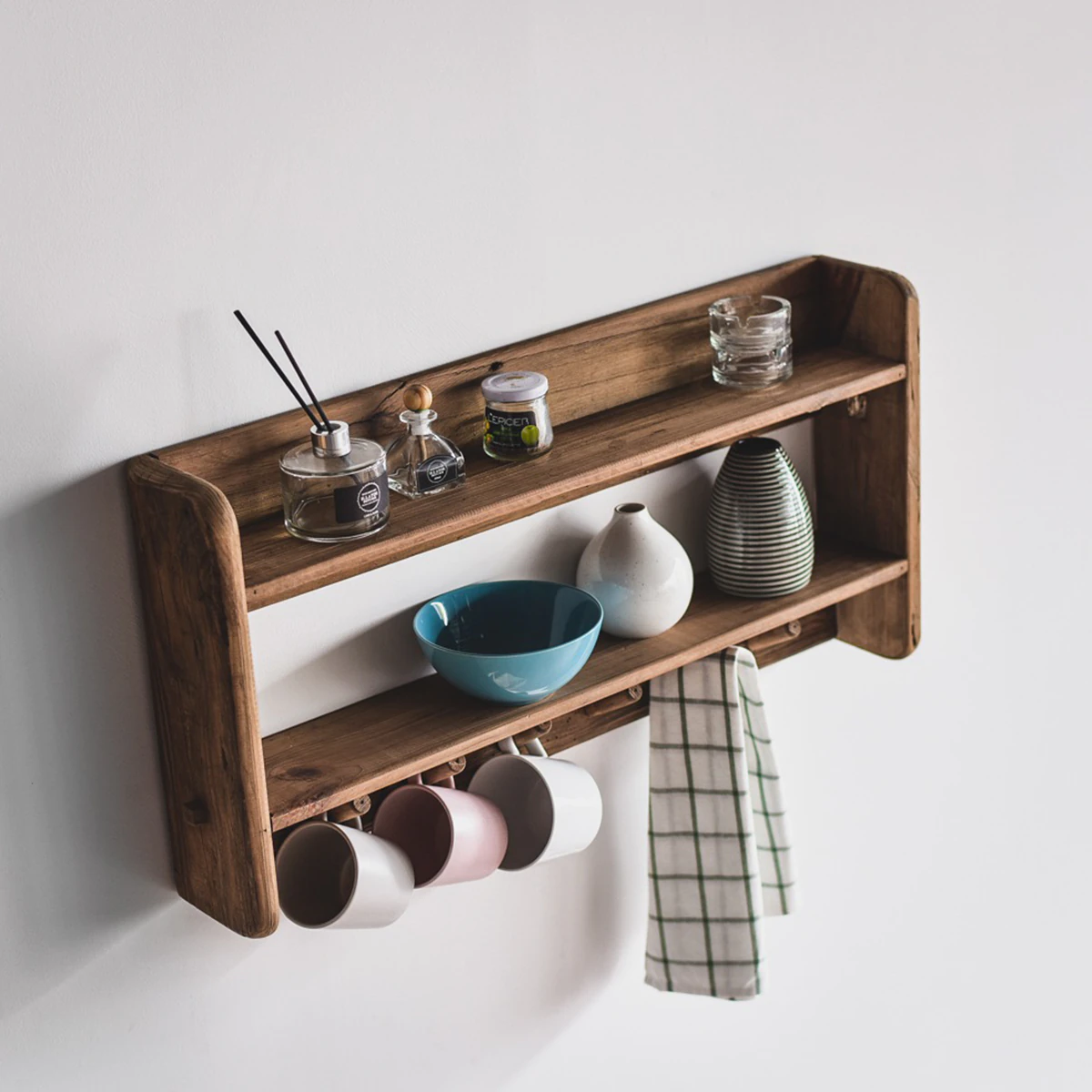 Kraft Wall Mounted Vintage Wood Shelf D 3D Model .c4d .max .obj .3ds .fbx .stl .blend