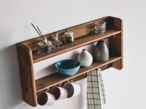 Kraft Wall Mounted Vintage Wood Shelf D 3D Model