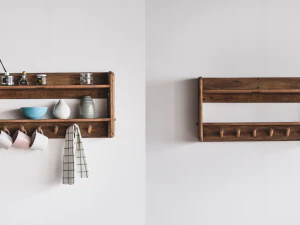 Kraft Wall Mounted Vintage Wood Shelf D 3D Model