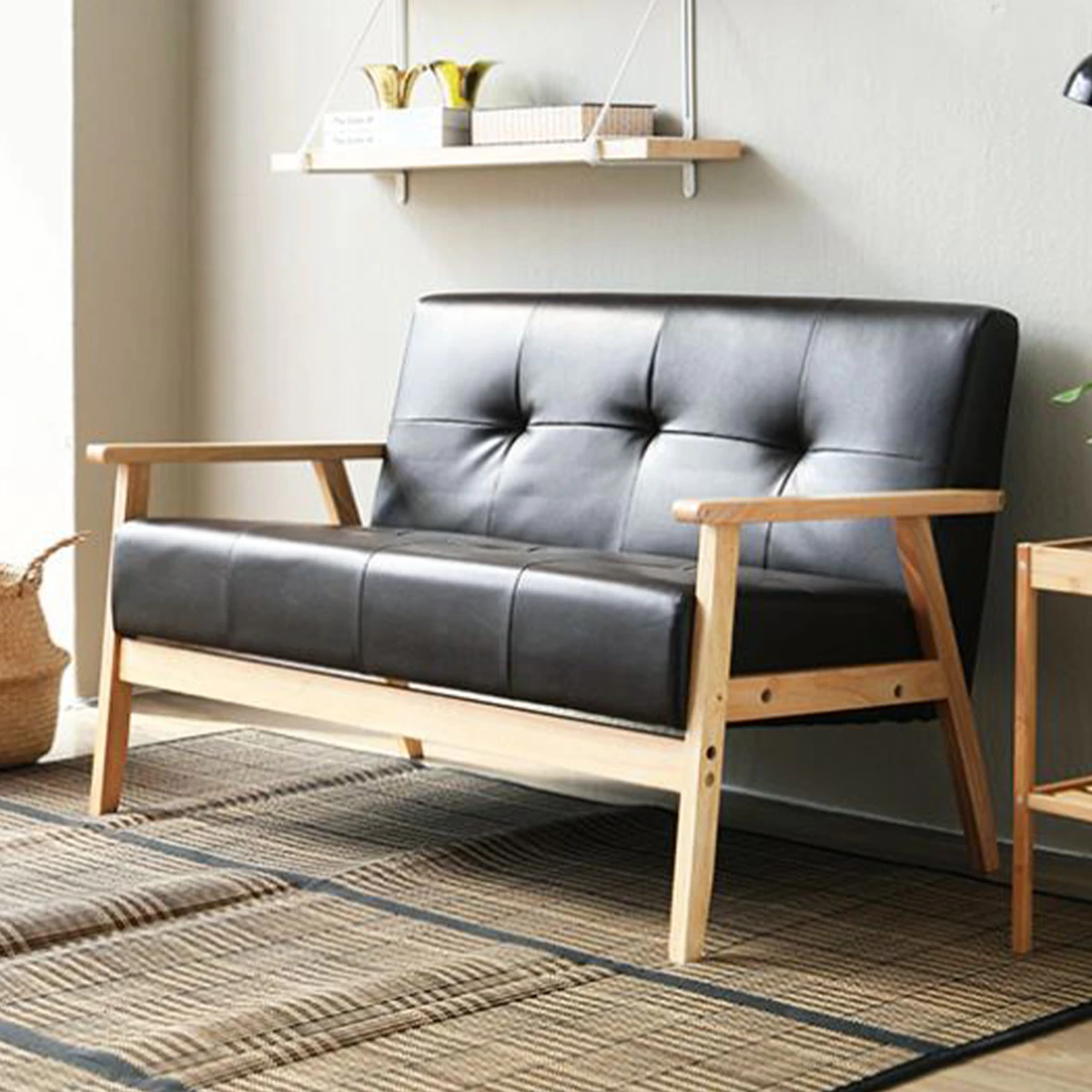 Leo 2-person leather solid wood sofa 3D Model .c4d .max .obj .3ds .fbx .stl .blend