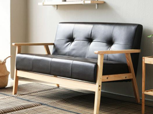 Leo 2-person leather solid wood sofa 3D Model