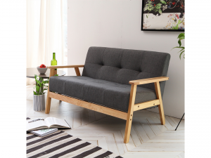 Leo 2-person leather solid wood sofa 3D Model