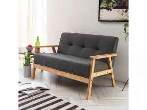 Leo 2-person leather solid wood sofa 3D Model