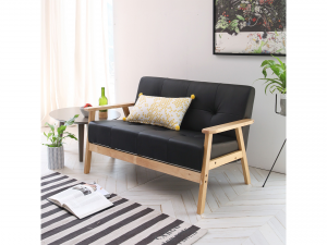 Leo 2-person leather solid wood sofa 3D Model