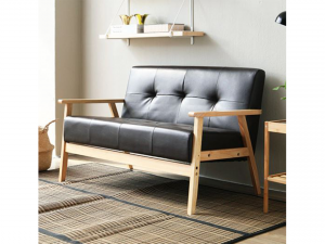 Leo 2-person leather solid wood sofa 3D Model