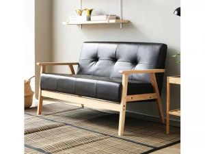 Leo 2-person leather solid wood sofa 3D Model