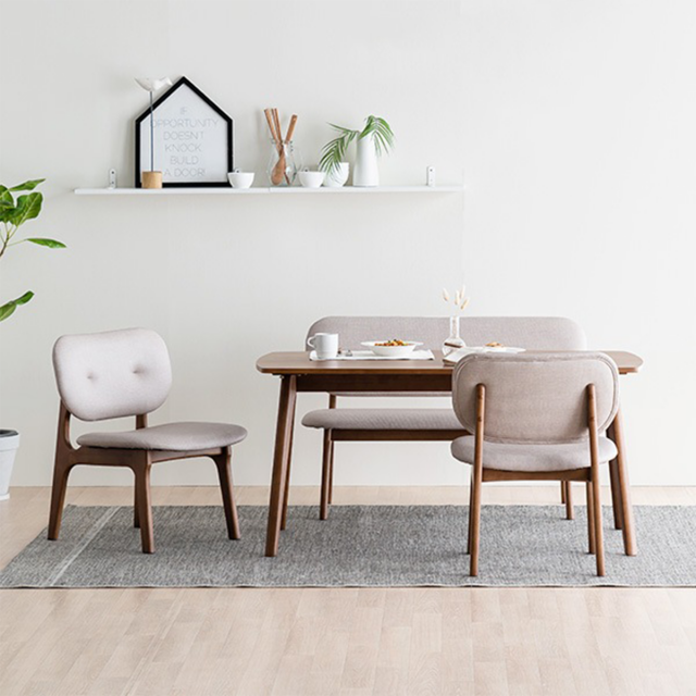 Wood Dining Table Set 3D Model .c4d .max .obj .3ds .fbx .stl .blend 