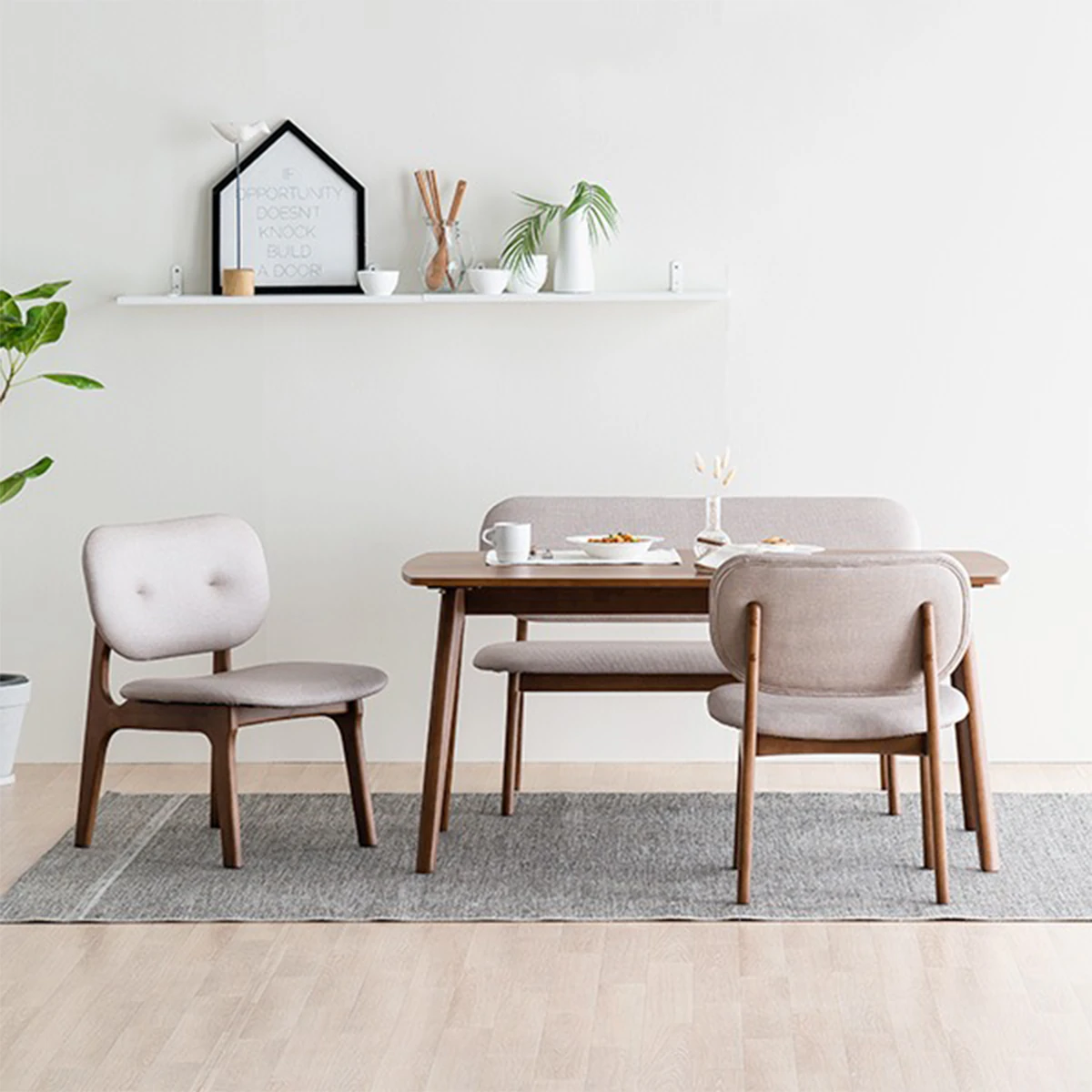 Wood Dining Table Set 3D Model .c4d .max .obj .3ds .fbx .stl .blend