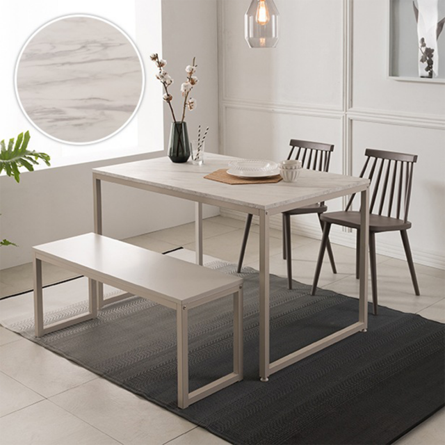 White marble dining table set Modelo 3D .c4d .max .obj .3ds .fbx .stl .blend 