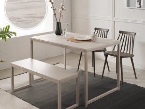 White marble dining table set Modelo 3D