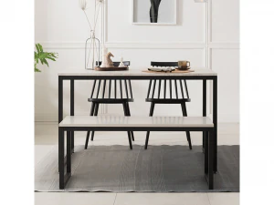 White marble dining table set 3D Model