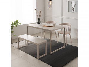 White marble dining table set Modelo 3D