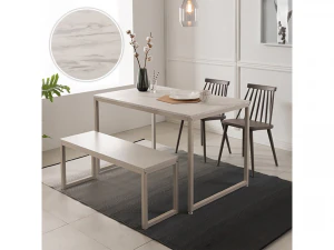 White marble dining table set 3D Model