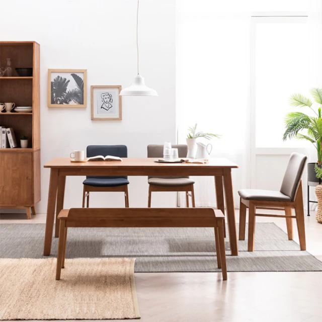 Conjunto de mesa de jantar em madeira maciça Modelo 3D .c4d .max .obj .3ds .fbx .stl .blend