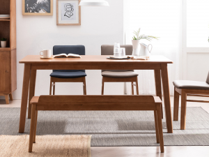Solid wood dining table set 3D 模型