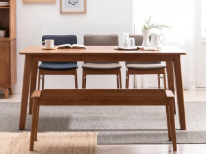 Conjunto de mesa de jantar em madeira maci&ccedil;a Modelo 3D