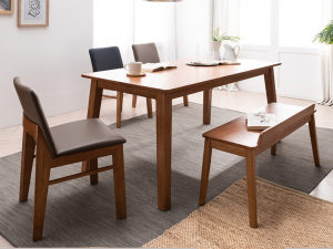 Solid wood dining table set 3D 模型