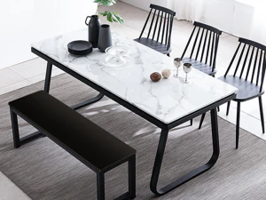 Verdi marble dining table set 3D Model