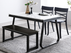 Verdi marble dining table set Model 3D