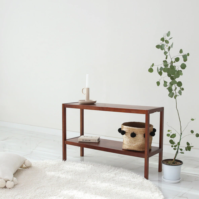Solid wood brownie bench 2-tier shelf 80cm Modèle 3D .c4d .max .obj .3ds .fbx .stl .blend 
