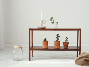 Solid wood brownie bench 2-tier shelf 80cm Modèle 3D