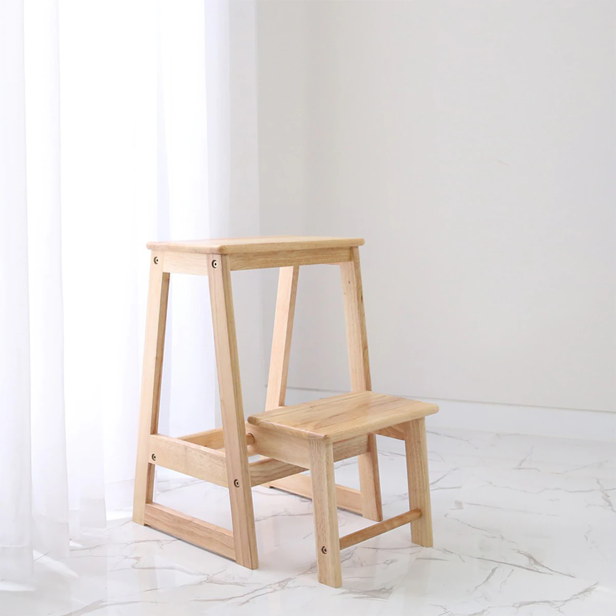 Solid wood 2-tier folding step stool 3D Model .c4d .max .obj .3ds .fbx .stl .blend 