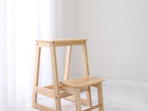 Banqueta dobrável de 2 níveis em madeira maciça Modelo 3D