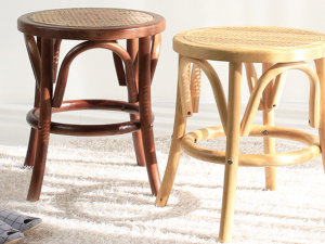 Solid wood grain rattan stool Modèle 3D