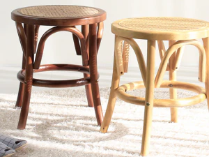 Solid wood grain rattan stool 3D Model