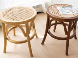Solid wood grain rattan stool Modèle 3D