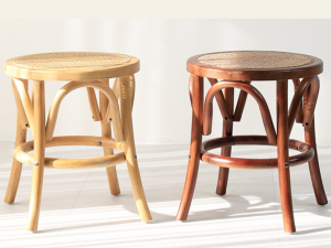Solid wood grain rattan stool Modèle 3D