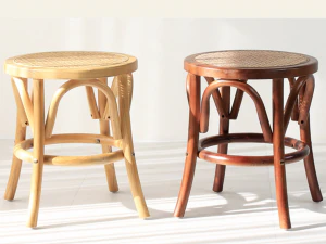 Solid wood grain rattan stool 3D Model