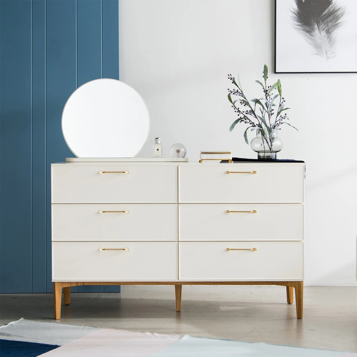 6 Drawer Dressing Table Set 3D Model .c4d .max .obj .3ds .fbx .stl .blend