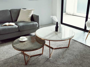 Rose Gold Round Sofa Living Room Table Modelo 3D