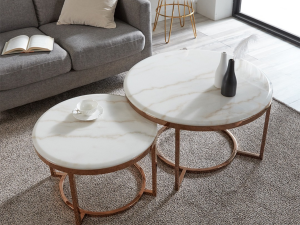 Rose Gold Round Sofa Living Room Table 3D Model