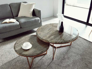 Rose Gold Round Sofa Living Room Table 3D Model