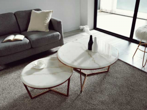 Rose Gold Round Sofa Living Room Table 3D Model