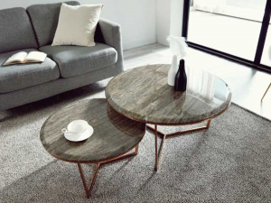 Rose Gold Round Sofa Living Room Table 3D Model