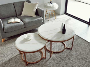 Rose Gold Round Sofa Living Room Table 3D Model