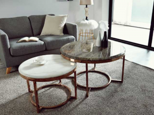 Rose Gold Round Sofa Living Room Table 3D Model