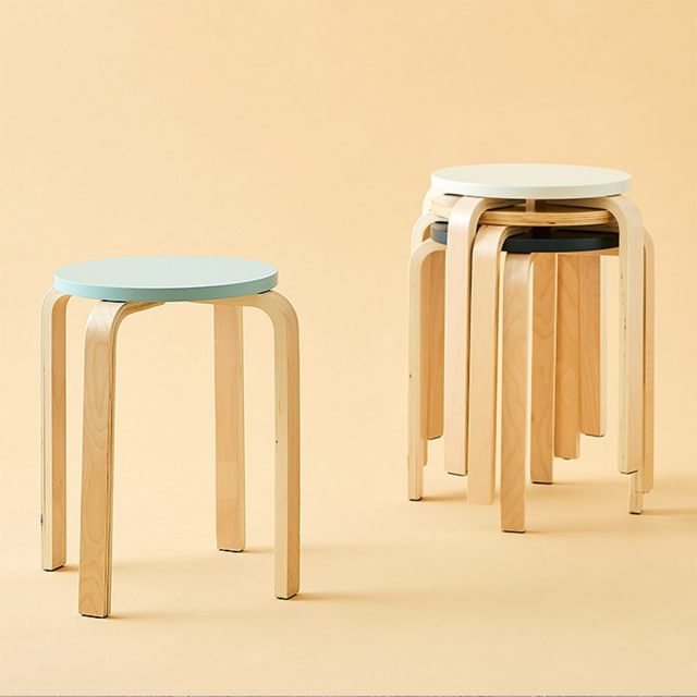Round stool wooden chair Modèle 3D .c4d .max .obj .3ds .fbx .stl .blend