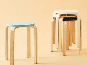 Round stool wooden chair 3D मॉडल