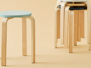 Round stool wooden chair Modèle 3D