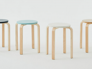 Round stool wooden chair Modèle 3D
