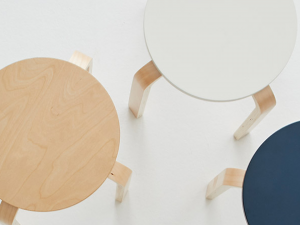 Round stool wooden chair Modèle 3D